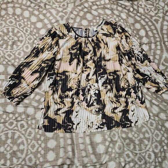 Cato Est. 1946 Pleated Top Size XL Long Sleeve Black Beige - Picture 7 of 7